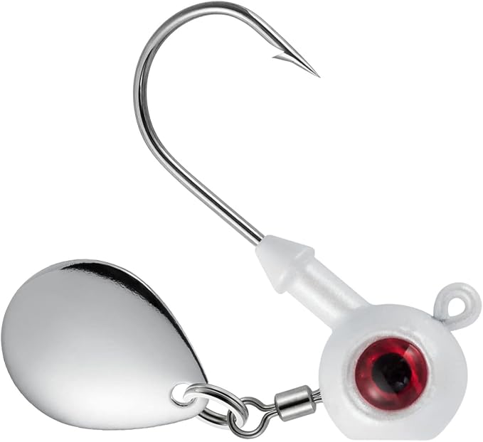 Dr.Fish 10 Pack Underspin Jigs Heads Freshwater Swimbait Ball Jig Bass Walleye Fishing Hooks Colorado Spinner Blade Flat Bottom Stand up