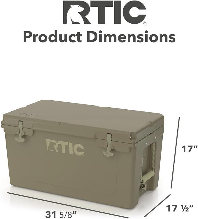 RTIC 65 QT Ultra-Tough Cooler Hard Insulated Portable Ice Chest Box for Beach, Drink, Beverage, Camping, Picnic, Fishing, Boat, Barbecue
