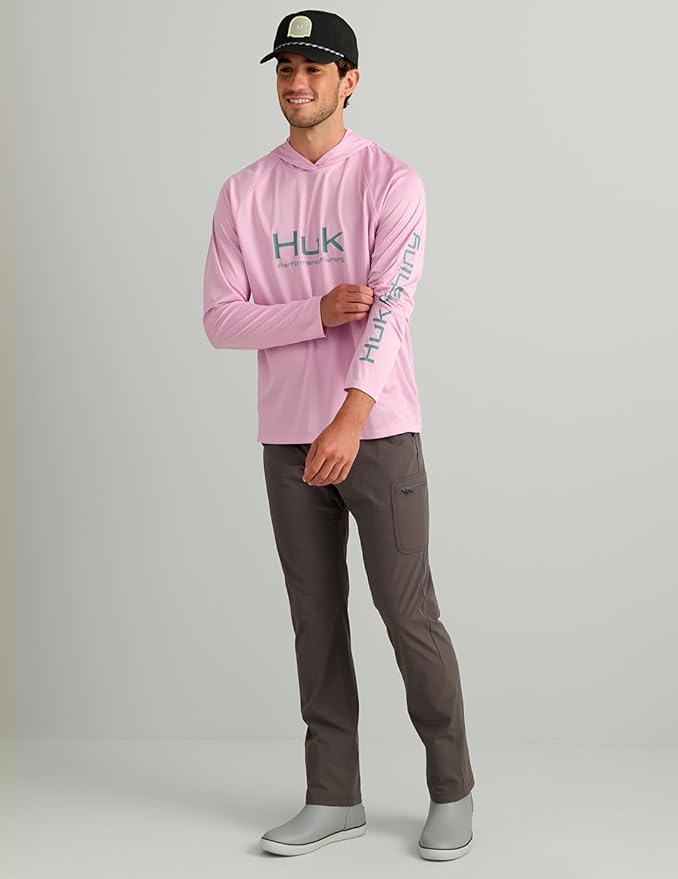 HUK Mens Pursuit Vented Long Sleeve Hoodie, Fishing Shirt with Hood