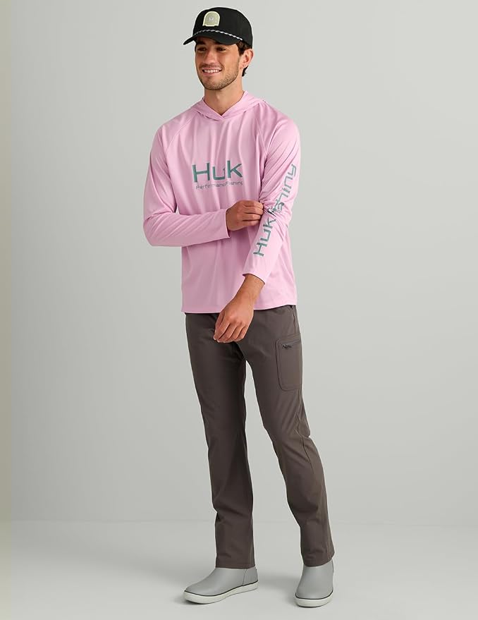 HUK Mens Pursuit Vented Long Sleeve Hoodie, Fishing Shirt with Hood
