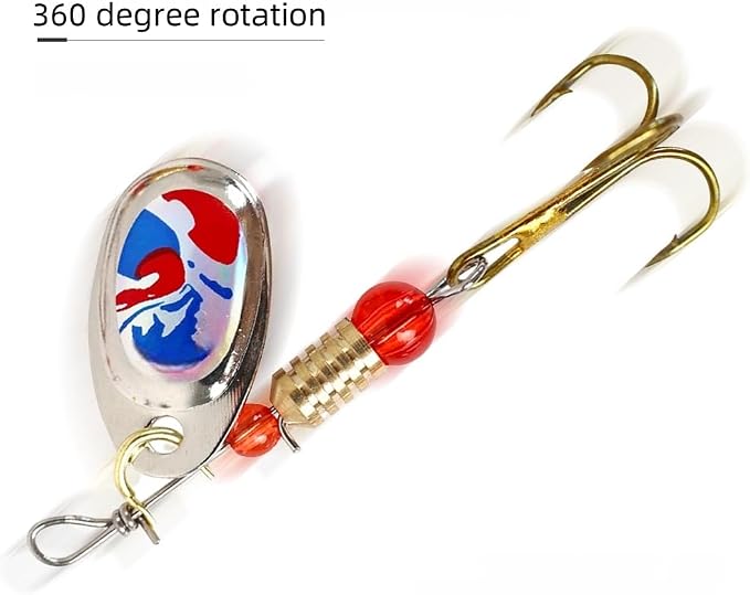 KINGFOREST 12pcs Fishing Lures Spinnerbait for Bass Trout Salmon Walleye Hard Metal Spinner Baits Kit with Tackle Box