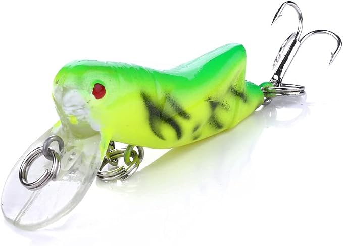 5pcs Crickhopper Cricket/Grasshopper Crankbait Fishing Lures, Grasshopper Bait Bionic Mini Fishing Topwater Lures for Freshwater and Saltwater for Bass Pike Walleye Trout Lures