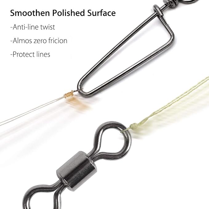 Dr.Fish 30 Pack Barrel Snap Swivels, Barrel Swivels Fishing Tackle Crane Rolling Coast Lock Snap Lure Leader Line Connector Fresh&Saltwater