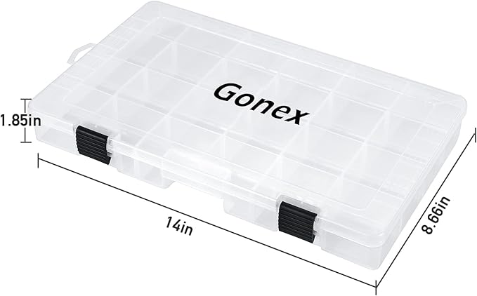 Gonex Fishing Tackle Boxes, 3600 3700 Tackle Trays with Adjustable Dividers, Clear Plastic Tackle Box Organizer Storage for Fishing Lure Bait Hook Jewelry Craft Beads Earring Container, 3 or 4 Packs