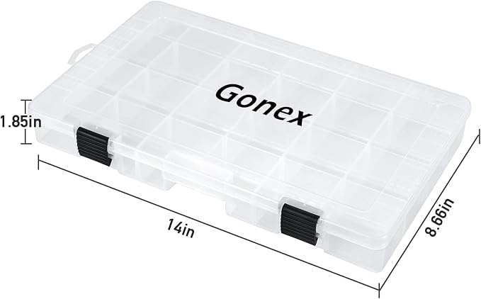Gonex Fishing Tackle Boxes, 3600 3700 Tackle Trays with Adjustable Dividers, Clear Plastic Tackle Box Organizer Storage for Fishing Lure Bait Hook Jewelry Craft Beads Earring Container, 3 or 4 Packs