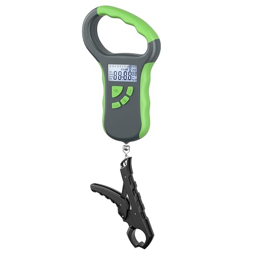SNAIL TRAIL 8 Storage Bins Digital Fishing Scale & 4.6'' Lip Gripper, Backlit LCD Display, Multi-Mode(LB, OZ/LB & KG), Ergonomic Handle, 50 lbs Tournament Bass Fish Weigher for Anglers