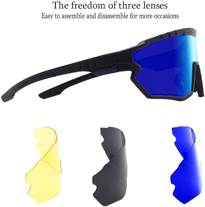 Polarized Men Women Sports Sunglasses, UV400 Wrap-Around Cycling Baseball TR90 Eyewear for Fishing Driving Softball