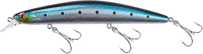 LITTMA California Surf Fishing Lures Saltwater Jerkbait Crankbait Surf Minnow 110/125 - Metallic Sardine Super Glow & Pearl Pink Belly Glow Lures for Halibut & Striper Fishing
