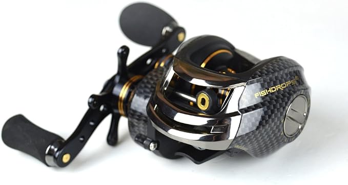FISHDROPS Baitcasting Reels, 17+1BB Magnetic/Centrifugal Brake Systems Baitcaster Reel, High-Speed Gear Ratio 7.0 Ultra Smooth Low Profile Baitcast Fishing Reel