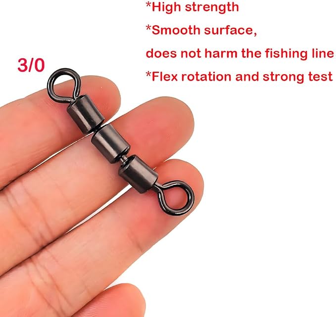 10-30pcs High Speed 3 Roller Swivels 3 Bead Rolling Chain Swivel Fishing Line Lure Connector 12 Sizes