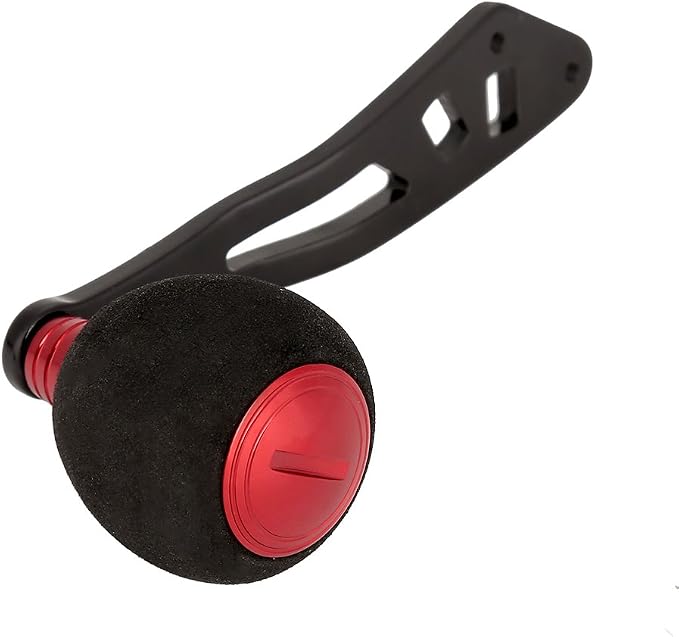 Fishing Reel Handle Single Knob Power Handle, EVA Knob Metal Handle Replacement for Baitcasting Round Reel Low Profile Reel, Red