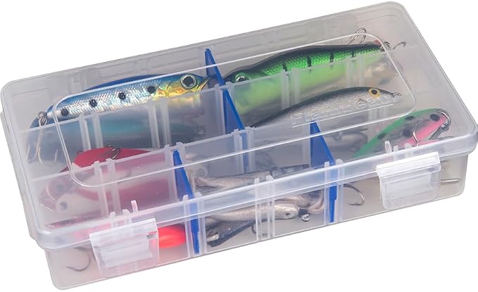 Flambeau Outdoors 2003 Tuff Tainer, Fishing Tray, Includes [15] Zerust Dividers, 18 Compartments, Blue, Transparent white - 7" x 4.12" x 1.5"