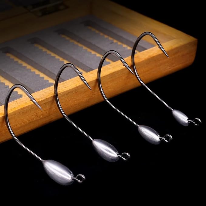 XFISHMAN-Tube-Jig-Heads-for-Bass-Fishing-Tube-Bait-Hooks 1/16oz 1/8oz 3/16oz 1/4oz (12-Pack)