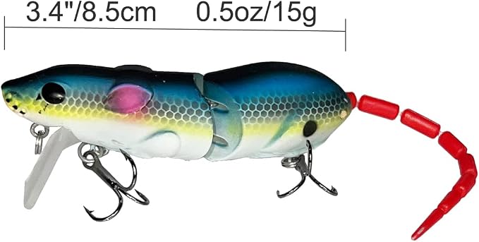 3pcs Topwater Bass Lures, Saltwater Fishing Lure Kit, Propeller Hard Fishing Bait, Top water Trout Pike Perch Musky Crappie Lures, Crankbait with Floating Rotating Tail Tractor (AH8515N- 3.35" 0.53oz)