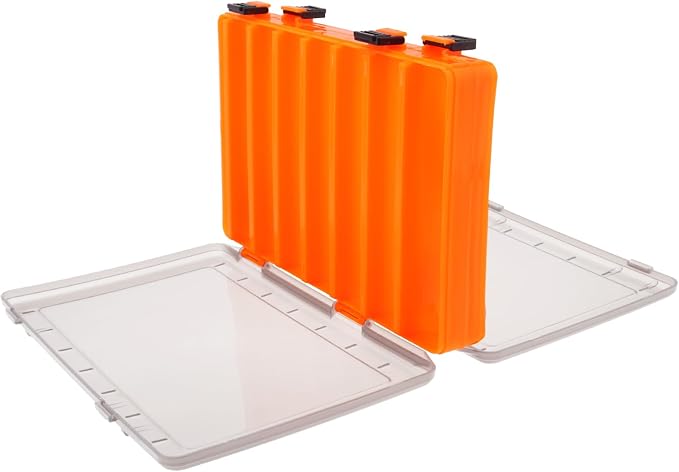 Double Sided 14 Compartments Fishing Tackle Boxes Fishing Lure Box Organizer, Fishing Bait Tackle Storage Case, Container Box for Jewelry Beads Earring Hook (Orange)