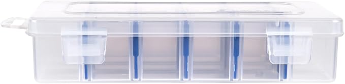 Flambeau Outdoors 2003 Tuff Tainer, Fishing Tray, Includes [15] Zerust Dividers, 18 Compartments, Blue, Transparent white - 7" x 4.12" x 1.5"