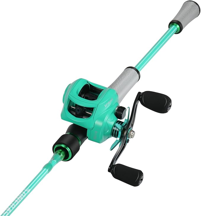 One Bass Fishing Rod Reel Combo, Baitcasting Fishing Pole with Graphite 2Pc Blanks