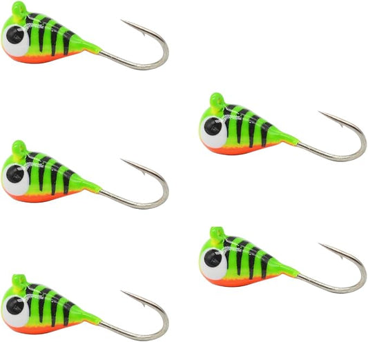 Tungsten Ice Fishing Jig Set Ice Fishing Lures, Max Sensitive Tungsten Tear Drop Ice Jig Head Hook for Panfish, Crappie, Walleye, Perch, Trout, Bluegill