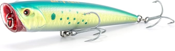 Dr.Fish Popper Saltwater Fishing Lures, 4/5.5 Inches GT Popper VMC Treble Hooks Surf Fishing Lures for Bass Striper Pike Salmon Offshore