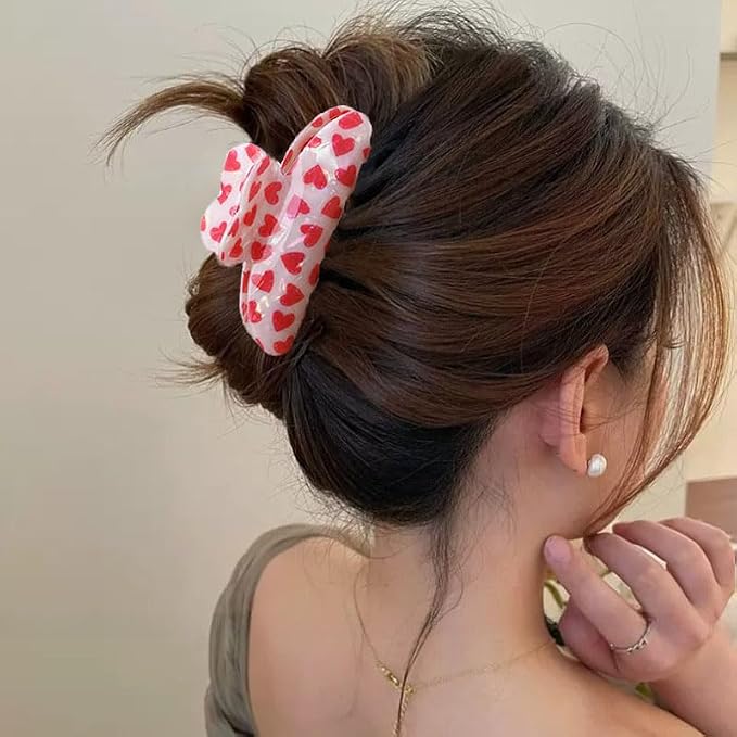 1PCS Heart Hair Claw Clips Hair Clips Strong Hold Hair Clamp Clips for Hair Decoration Pink Heart Laser Design Claw Clips Hairpin for Women Birthday Wedding Hair Accessories