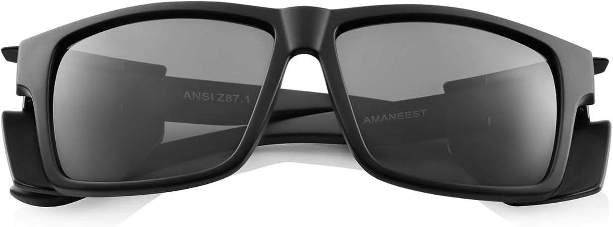 Z87 Safety Sunglasses Polarized for Men Women | Removable Side Shields UV 400 Protection ,Fishing Driving Working