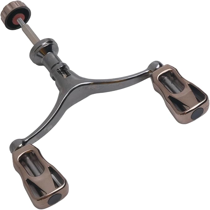 Foldable Fishing Reel Double Crank Handle CNC Metal Rocker Arm For 1000-5000 Series Reels Lightweight(Sliver)