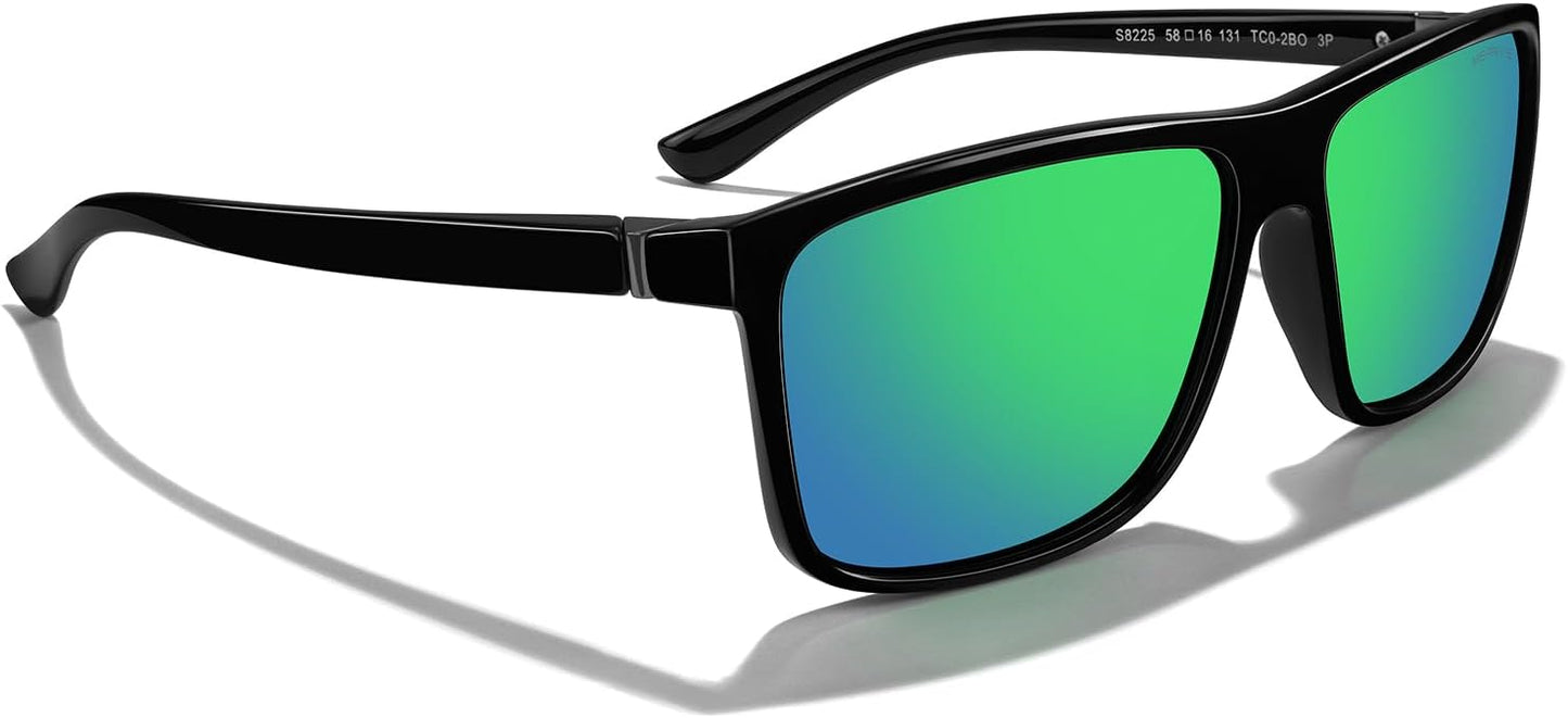 MERRY'S Rectangular Polarized Sports Sunglasses for Men Women Cycling Driving Fishing UV400 Protection S8225