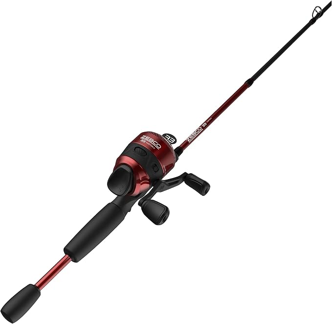 Zebco 33 Custom-Z Spincast Reel and 2-Piece Fishing Rod Combo, 6-Foot Fiberglass Rod with Split-Grip EVA Handle, Quickset Anti-Reverse Fishing Reel with Bite Alert