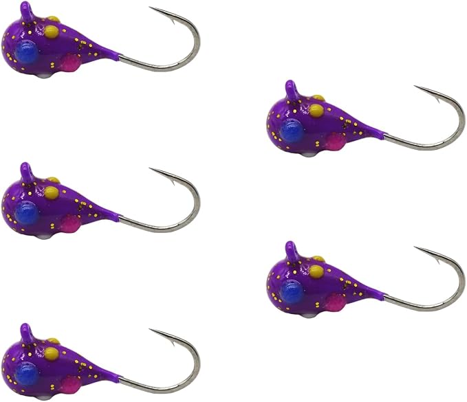 Tungsten Ice Fishing Jig Set Ice Fishing Lures, Max Sensitive Tungsten Tear Drop Ice Jig Head Hook for Panfish, Crappie, Walleye, Perch, Trout, Bluegill