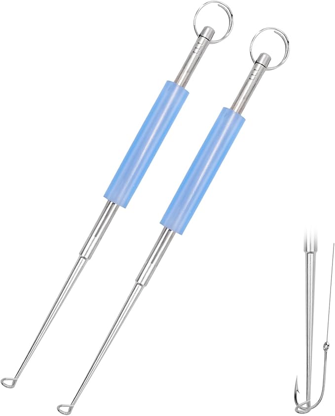 Medsuo 2pcs Stainless Steel Fishing Unhooking Disgorgers Portable Fishing Hook Remover Tools Fishing Supplies for Lake Fishing River Fishing Sea Fishing