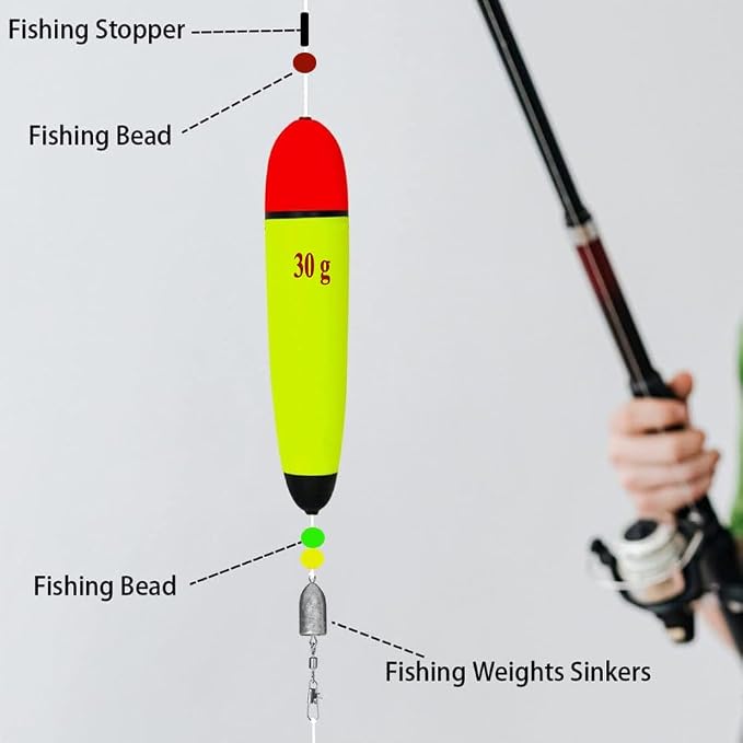 6 pcs Slip Bobbers Floats EVA-Slider-Bobbers Slip Corks Catfish Bobbers Assortment EVA Foam 80g, 50g, 30g,15g