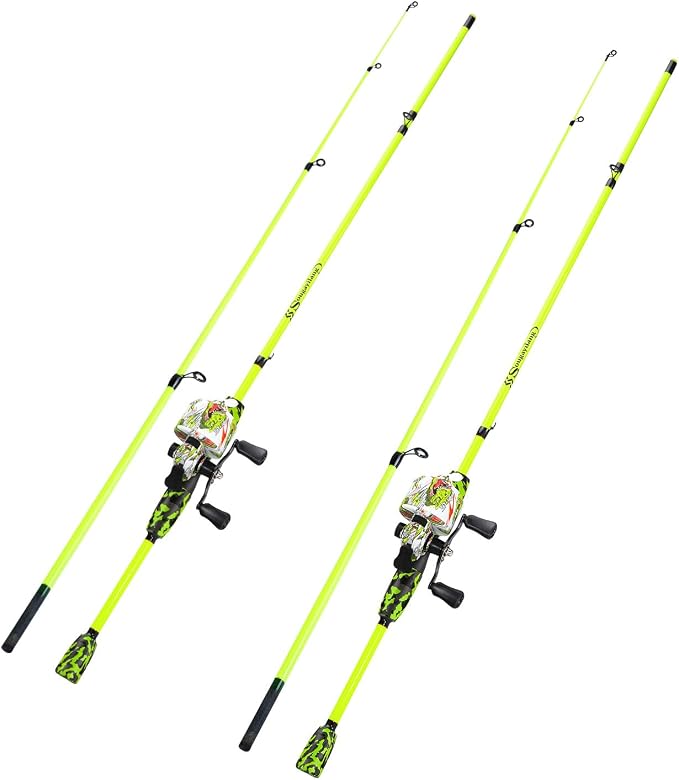 Sougayilang Casting Fishing Rod Reel Combo, 6ft High Carbon Ultralight Fishing Pole, Slow Speed 3.9:1 Gear Ratio Baitcaster Reel, Complete Freshwater Kit for Trout Bass Panfish Stream Fishing(2 packs)