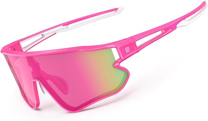 DUCO Polarized Sports Sunglasses for Men Women: UV400 Protection 24g Wrap Around Glasses for Baseball Running Hiking DC0023