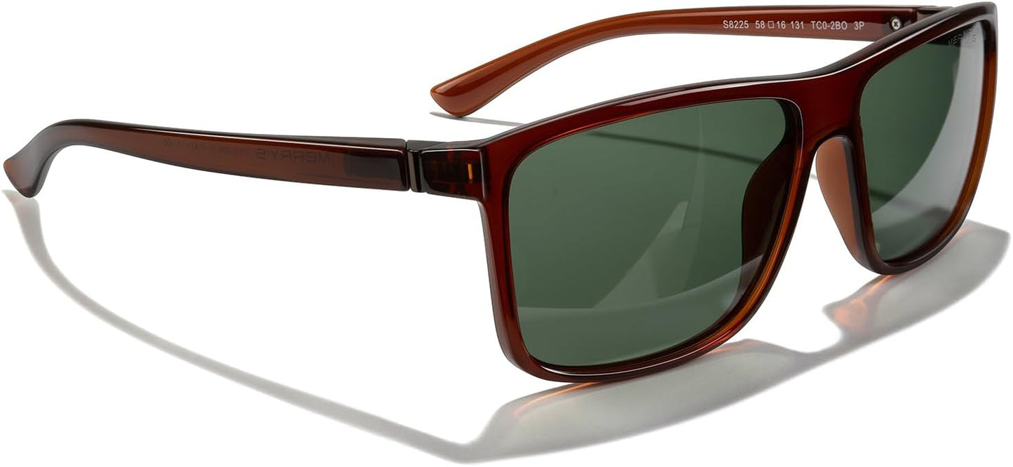 MERRY'S Rectangular Polarized Sports Sunglasses for Men Women Cycling Driving Fishing UV400 Protection S8225