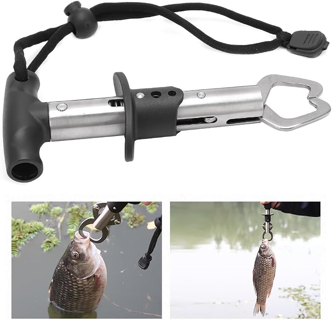 Lip Gripper, Stainless Steel Trigger Lock Fish Grip Clamp with T-Type Handle, Fishing Pliers Grab Tool for Freshwater, Saltwater and Ice Fishing Use