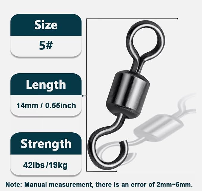 100 pcs Fishing Swivels Open Eye Rolling Swivel Quick Change Leader Line Connector