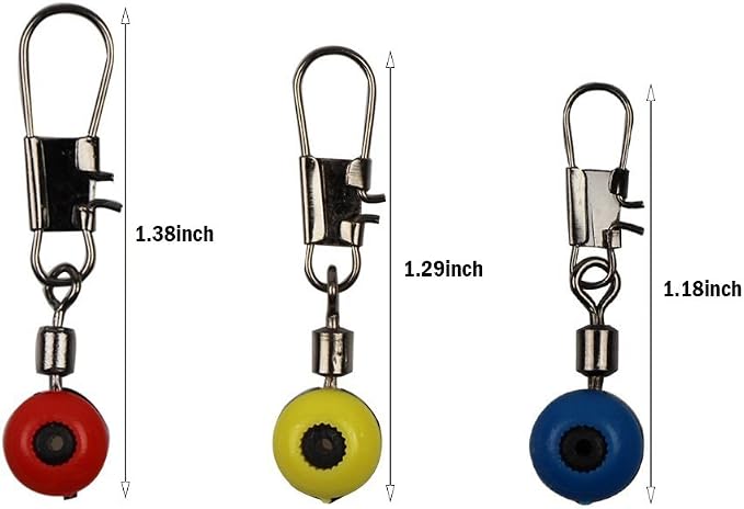 Fishing Line Sinker Slides Fishing Float Connector Rolling Swivels with Interlock Snaps Red/Yellow/Blue