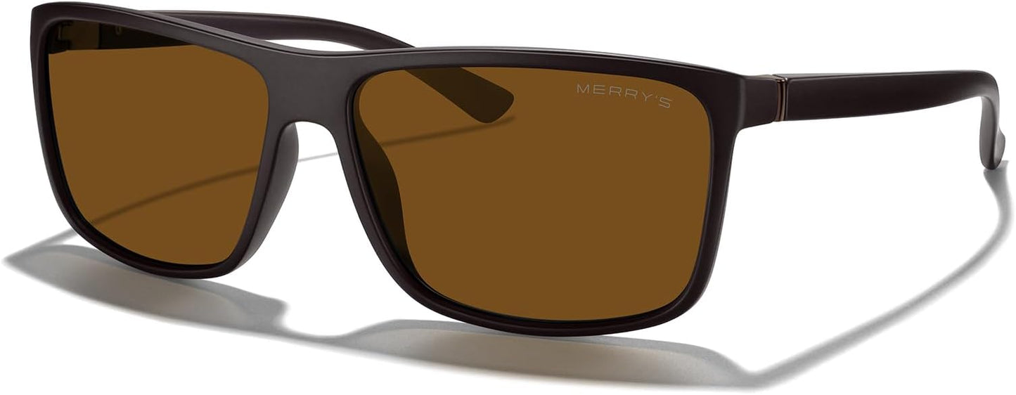MERRY'S Rectangular Polarized Sports Sunglasses for Men Women Cycling Driving Fishing UV400 Protection S8225