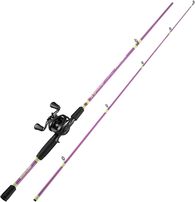 Sougayilang Baitcasting Fishing Combos, Carbon&Glass Fiber Composite 2 Piece Fishing Rods with Casting Reel- 6'0"