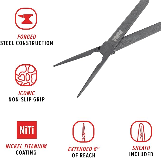 Bubba Forged Fishing Pliers with Cross Arm Design, Non-Slip Grip, Corrosion Resistant, Forged Steel, 11", For Fishing