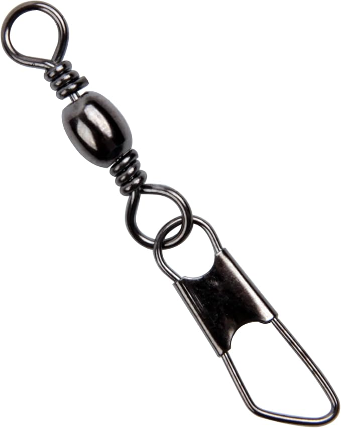 Barrel Swivel Snaps,50/100pcs Fishing Swivel Safety Snaps Stainless Steel Copper Swivel Fishing Multiple Size Black/Gold Fishing Swivel Snaps for Saltwater Freshwater