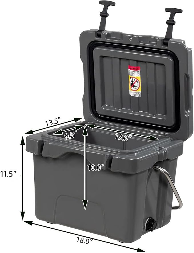 Goplus 16 Quart Cooler, 24-Can Capacity Ice Chest with 2 Cup Holders, 3-5 Days Ice Retention, Portable Insulated Ice Box for Camping, Fishing Outdoor Activities