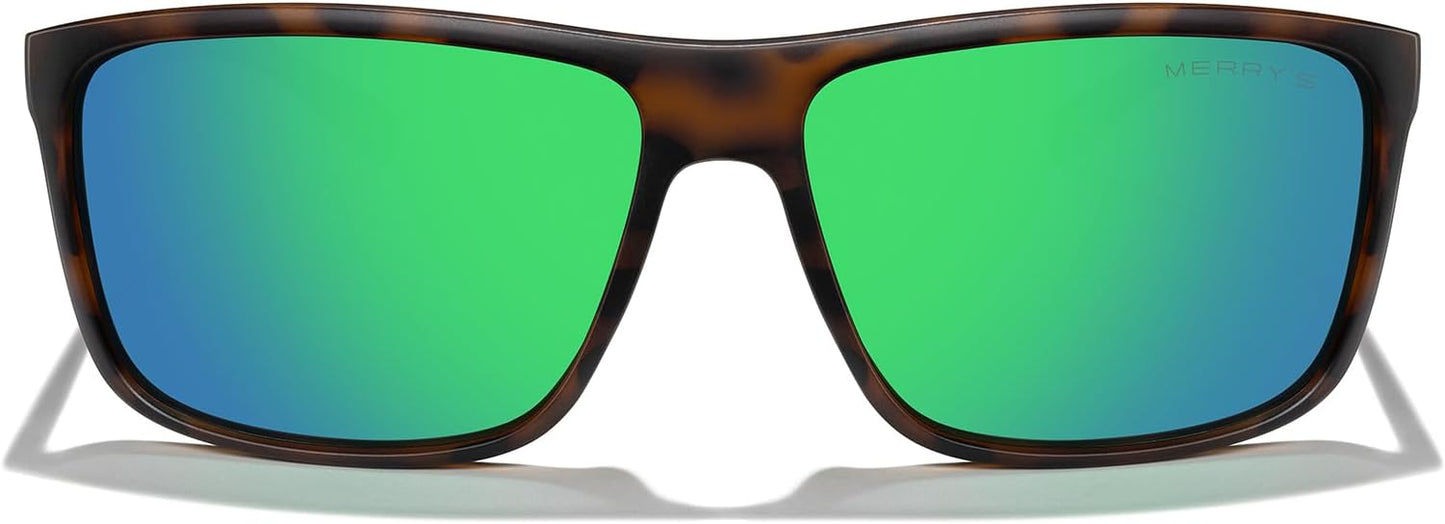 MERRY'S Rectangular Polarized Sports Sunglasses for Men Women Cycling Driving Fishing UV400 Protection S8225