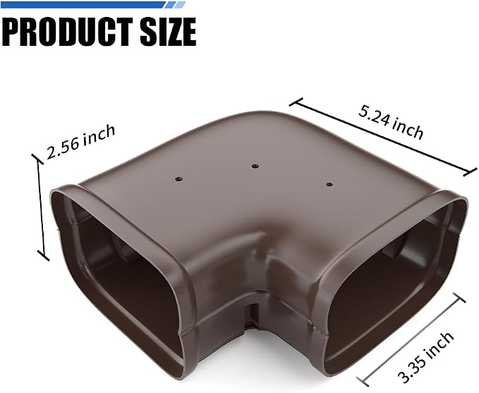3'' Width Flat Elbow, Mini-Split Line Set Cover Accessories for Mini Split AC & Central AC, Brown