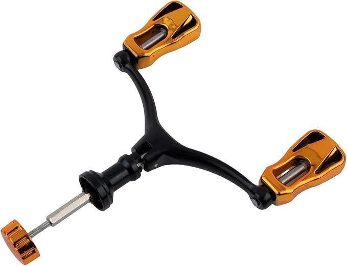Foldable Fishing Reel Double Crank Handle CNC Metal Rocker Arm For 1000-5000 Series Reels Lightweight(Gold)