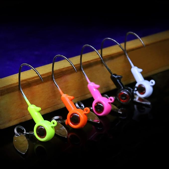 XFISHMAN Crappie-Jigs-Heads-Kit 1/8 1/16 1/32oz 50 Pack Panfish Fishing Jigs Lead Head Jig Hook Lure