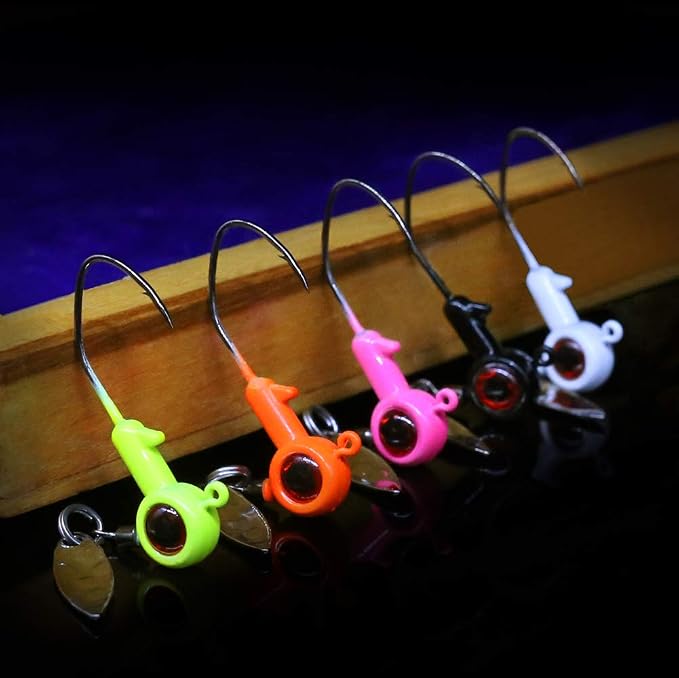 XFISHMAN Crappie-Jigs-Heads-Kit 1/8 1/16 1/32oz 50 Pack Panfish Fishing Jigs Lead Head Jig Hook Lure
