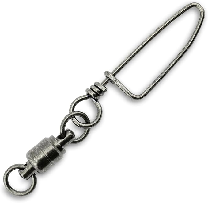 AFW Solid Brass Ball Bearing Snap Swivels with Welded Rings - Black Finish, Up to 450 lb Test Capacity, Patented Bullet Shaped Head for Reduced Water Resistance, Fluid Rotation