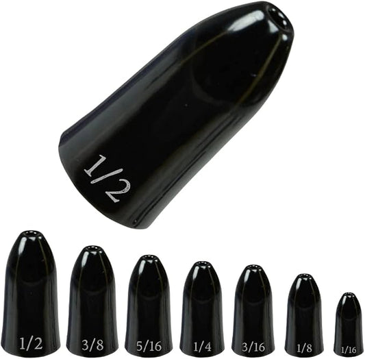 Reaction Tackle Tungsten Worm Weights for Bass Fishing - Bullet Shaped Sinkers/Fishing Weights - for Texas Rig and Carolina Rig/Size Stamped