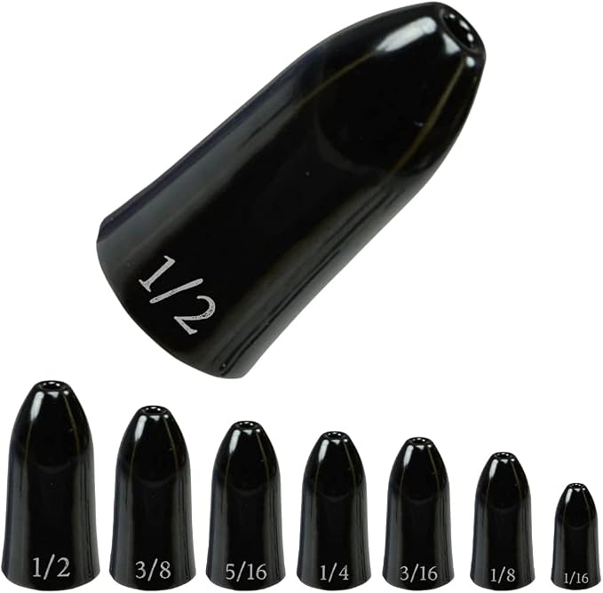Reaction Tackle Tungsten Worm Weights for Bass Fishing - Bullet Shaped Sinkers/Fishing Weights - for Texas Rig and Carolina Rig/Size Stamped